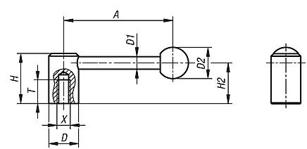 Tension levers stainless steel with internal thread, 0°