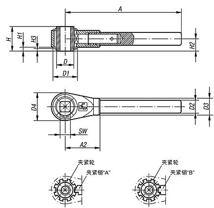 棘轮扳手 内四角