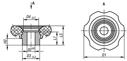 Handwheels, plastic (thermoset), with hole, inch