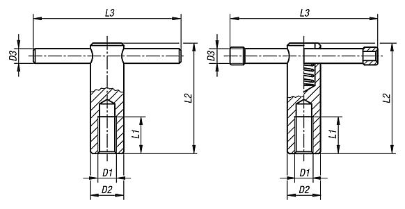 Tommy barswith fixed or sliding T-bar, DIN 6305 or DIN 6307