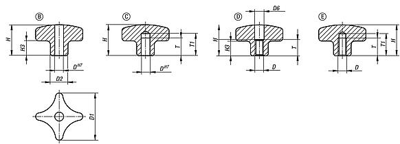 Pomelli a croce simili a DIN 6335 in acciaio inox - inch