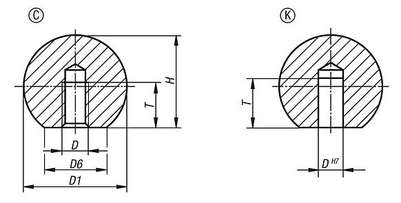 Pomelli a sfera acciaio inox o alluminio DIN 319