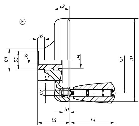 Disc handwheels with revolving grip, Form E, with reamed hole, inch