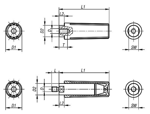 Cylindrical grips revolving