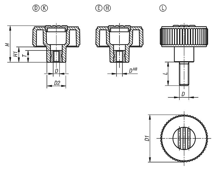 Knurled knobs