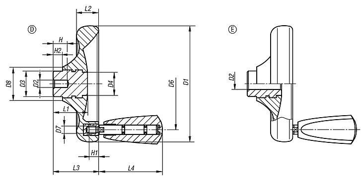 Handwheels disc, with revolving grip, inch