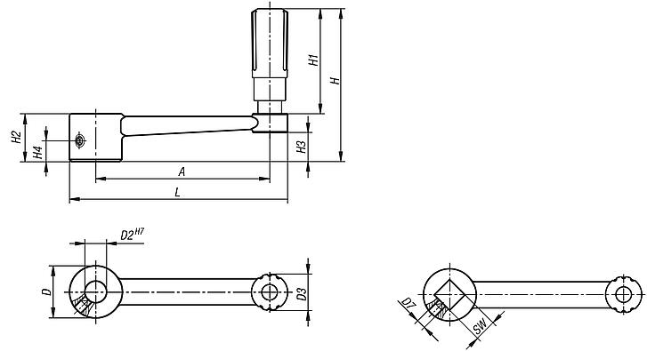 Crank handles stainless steel with revolving grip