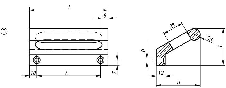 Ledge handles, aluminium, mounted from the front or rear