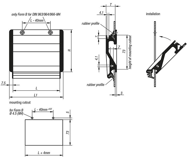 Recessed handles, aluminium