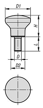 Mushroom knobsexternal thread