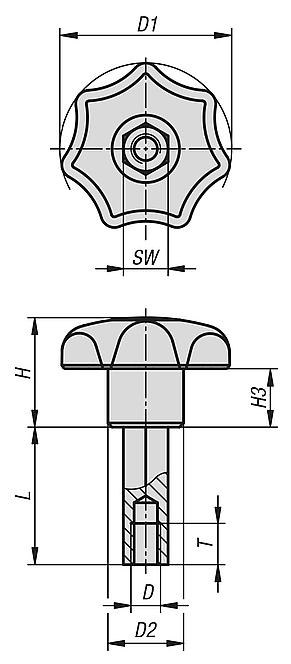 Star grips with extended collar