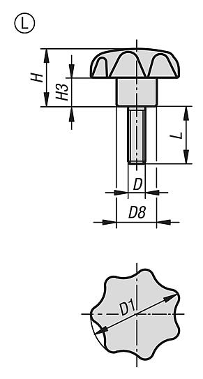 Star grips plastic DIN 6336