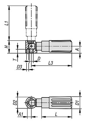 Cylindrical grips, plastic fold-down