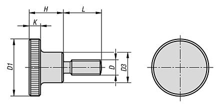 Knurled screws DIN 464 high form, steel and stainless steel, inch