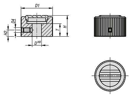 Knurled knobs aluminium