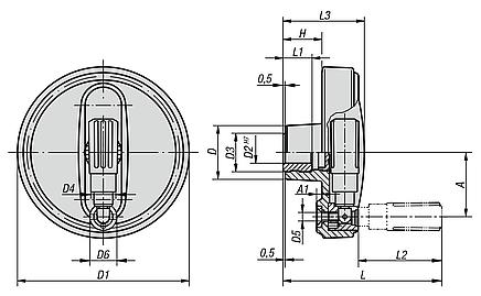 Handwheels with fold-away grip, inch