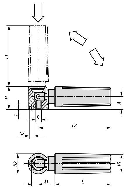 Cylindrical gripssafety automatic return