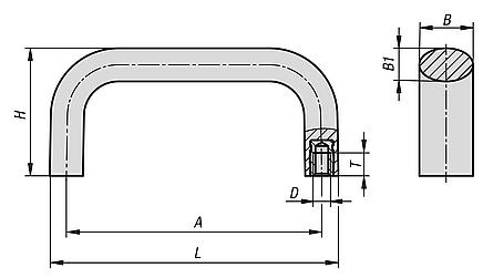 Pull handles, oval plastic