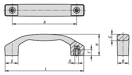 Pulls handles, plastic, metal detectable