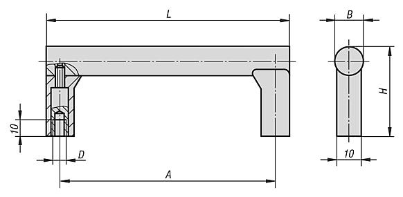 Empuñaduras de tubo de aluminio con punta de empuñadura de plástico