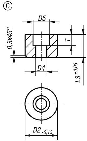 Grippers and inserts, roundwith counterbore, Form C