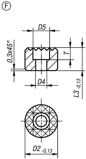 Grippers and inserts, roundwith counterbore, Form F