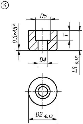 Grippers and inserts, roundwith counterbore, Form K