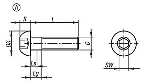 Hexagon socket button head screws EN ISO 7380-1, Form A