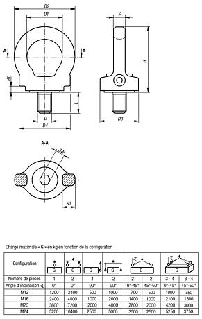 Anneaux de levage rotatifs en inox haute résistance