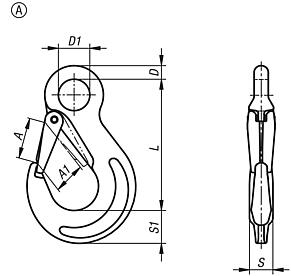 Eye slip hooks, Form A, grade 10