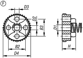 Ratchet elements, Form F with external toothing