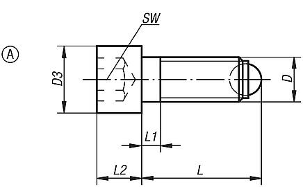 Vis à bille orientable à tête CHC, forme A, à bille pleine