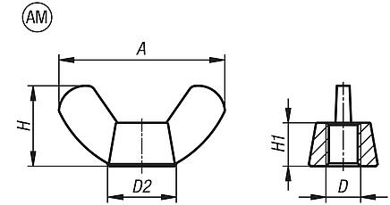 Wing nuts, Form AM, American style