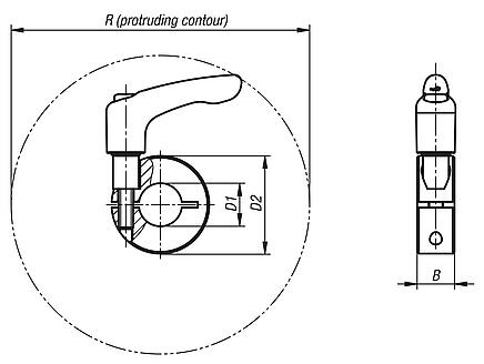 Shaft collars one-piece with clamping lever