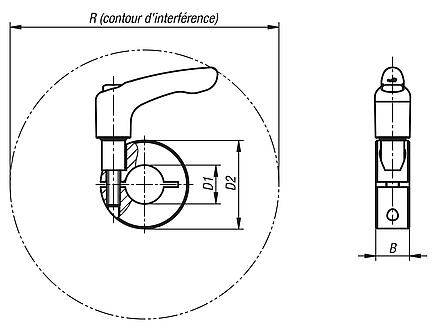 Bagues d'arrêt fendues avec manette indexable
