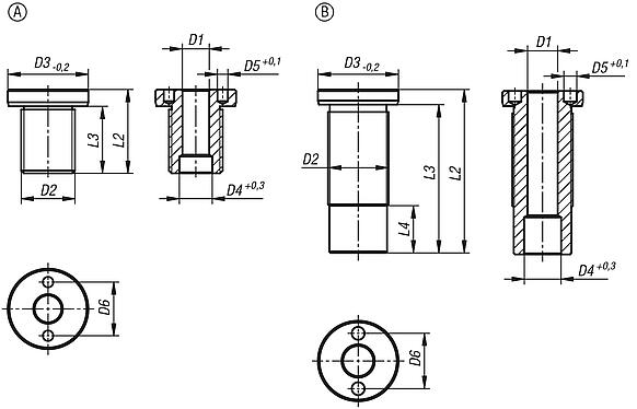 Douille de logement plate pour anneau de levage à broche en Inox