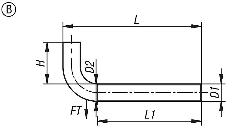 Threaded hooks type 11E and type 4E, steel, Form B