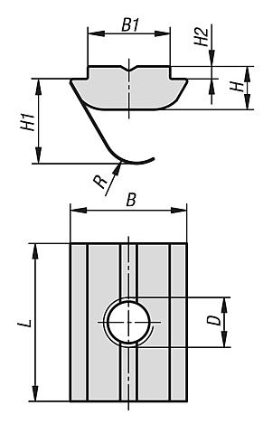 Slot nuts twist-in with spring Type B