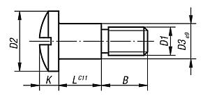 Shoulder screws with slotted domed head