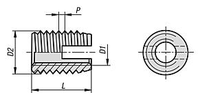 Threaded inserts self-tapping with cutting slot