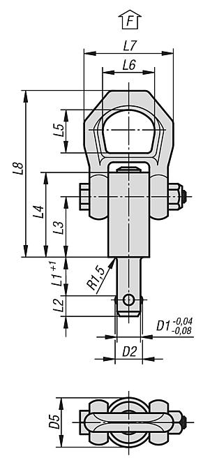 Anneau de levage à broche autobloquante, inox