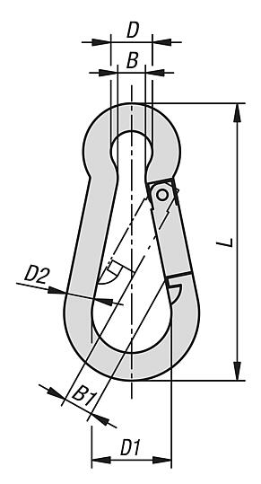 Carabiner clip DIN 5299, steel Form C