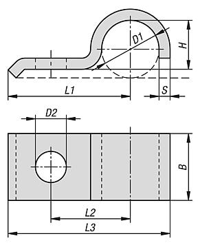 Pipe clips DIN 1596
single leg, lightweight
