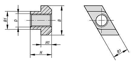 Porcas T "Rhombus" para ranhuras em T