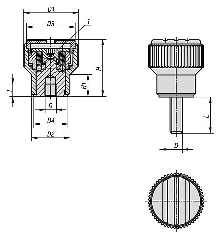 Botões recartilhados para torque