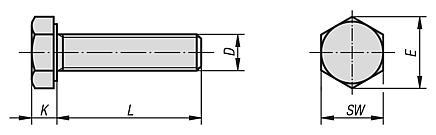六角螺栓 DIN 933/ISO 4017, 不锈钢