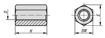 Tuercas de extensión 3 D altas