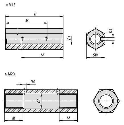 Turnbuckle nuts, hexagonal DIN 1479