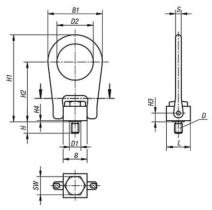 Anneaux de levage rotatifs en acier