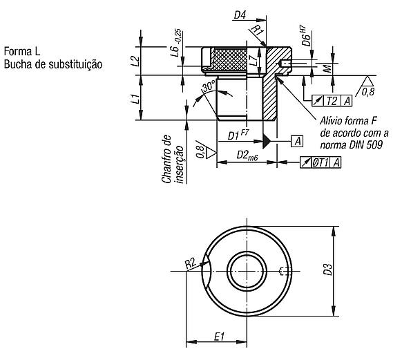 Buchas de troca rápida DIN 173 parte 1 forma L